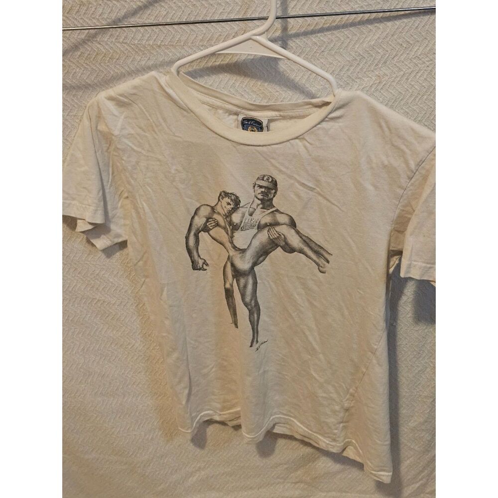 Tom of Finland Good Catch Lifeguard Graphic T-Shirt White Size Small